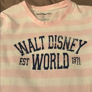 Pink and white striped Walt Disney world shirt